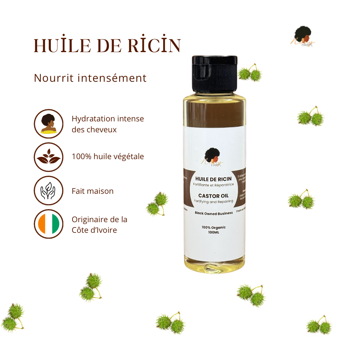 Huile de Ricin Pure - Pressée à Froid