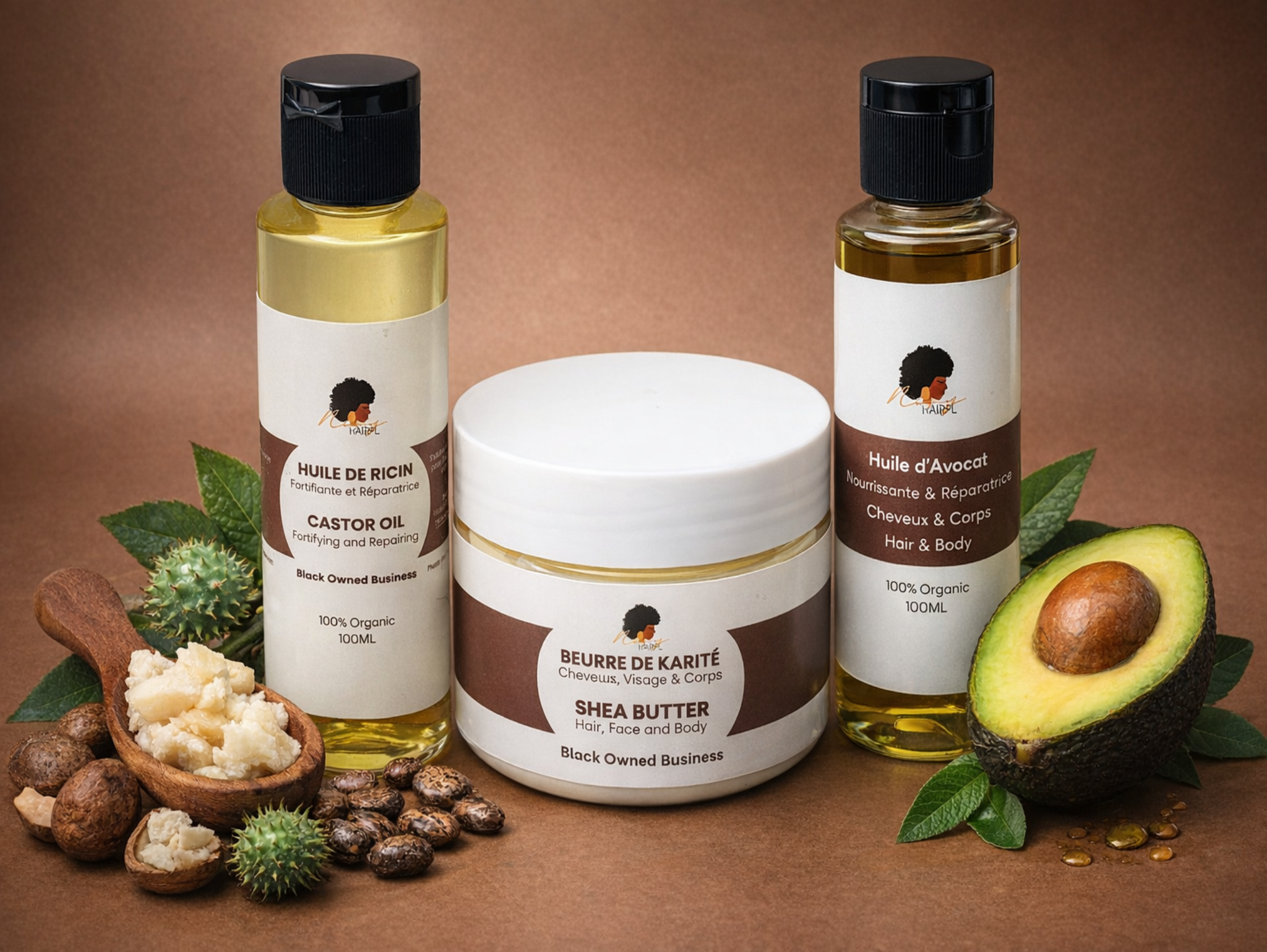 Trio Nutrition & Pousse — Karité + Avocat + Ricin